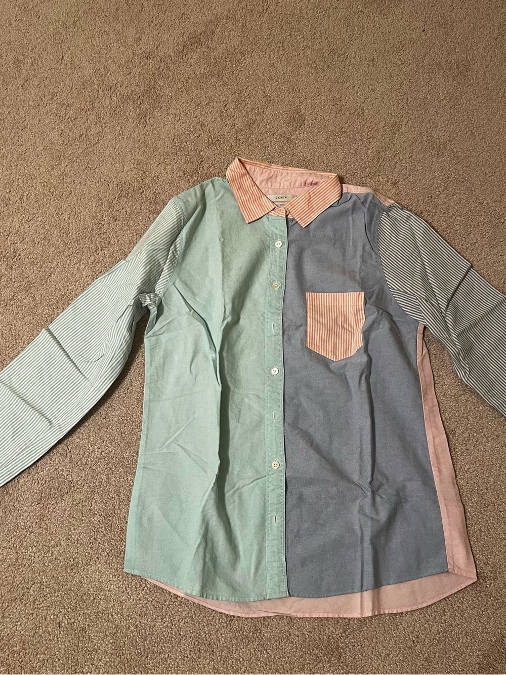 J. Crew Pastel Panel Button-Down Shirt - Mint, Slate & Blush